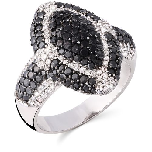 125612 - Anel em Ouro Branco 18 k com Diamantes Negros e Brancos Aprox. 2,42 cts 125612