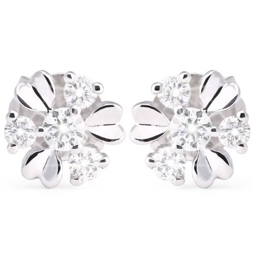 179854-Par de Brinco  em Ouro Florzinha com Diamantes 179854