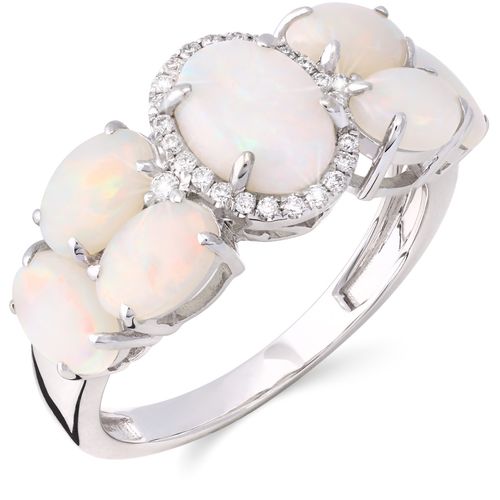 152921-Anel em Ouro Branco 18k com Opalas e Diamantes Aprox. 2,59 cts 152921