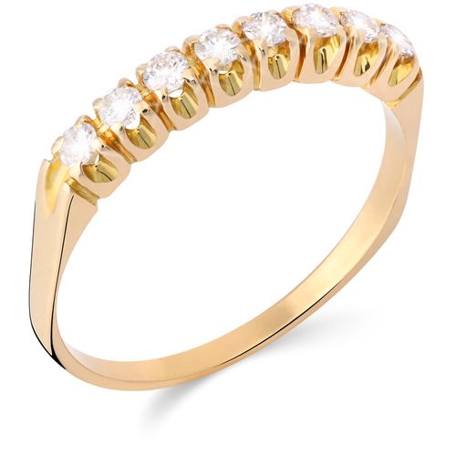 127848-Meia Aliança em Ouro Amarelo 18 k com 8 Diamantes 127848