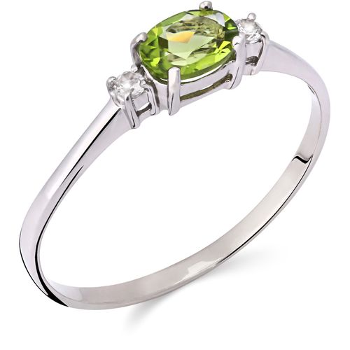 170300-Anel em Prata 925 com Peridoto e Topazios Brancos 170300