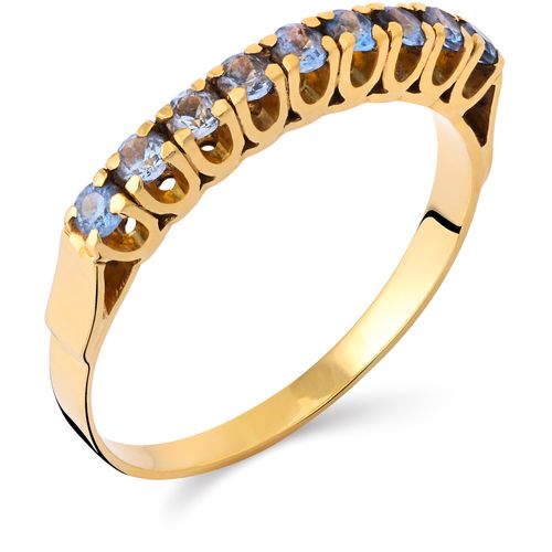 198953-Meia Aliança em Ouro Amarelo 18k com Topázios Azuis 198953