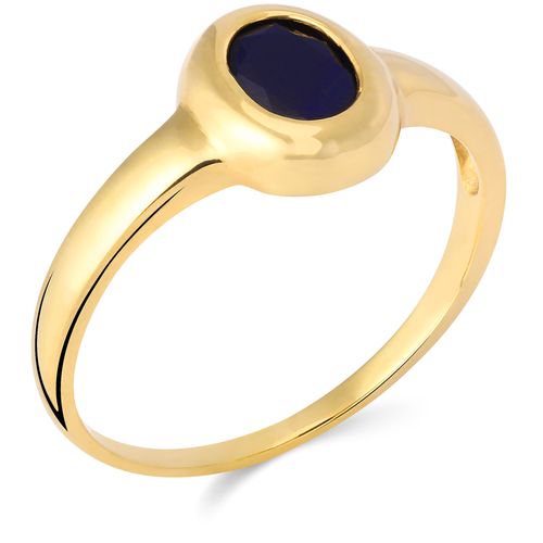 199252-Anel em Ouro Amarelo 18k com Safira Azul 199252