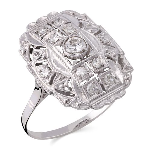 193950 - Anel em Ouro Branco 18 k com Diamantes Aprox. 40 pts 193950