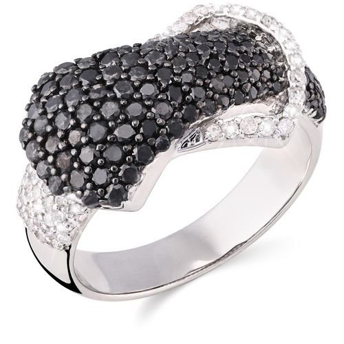 126948 - Anel em Ouro Branco 18 k  com Diamantes Negros e Brancos Aprox. 1,90 cts 126948