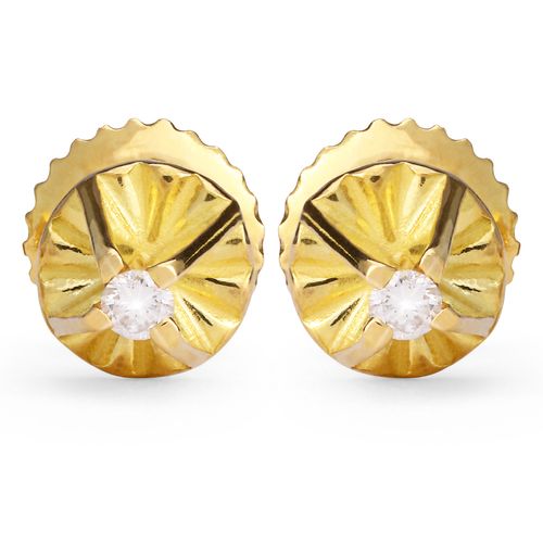 199450-Par de Brinco Ouro Amarelo Solitário de Diamante 199450