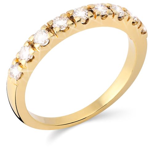 138094-Meia Aliança Ouro Amarelo 18k com 9 Diamantes 138094