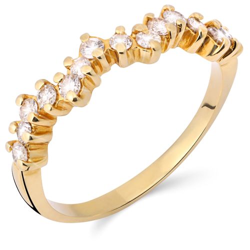 193379-Meia Aliança em Ouro Amarelo 18k com  Diamantes 193379