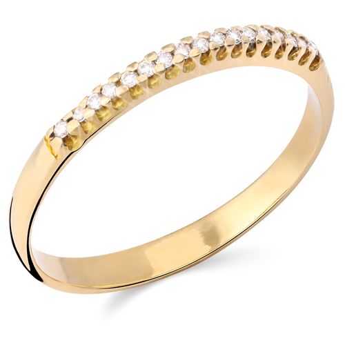 198934-Meia Aliança em Ouro Amarelo 18 k com Diamantes 198934