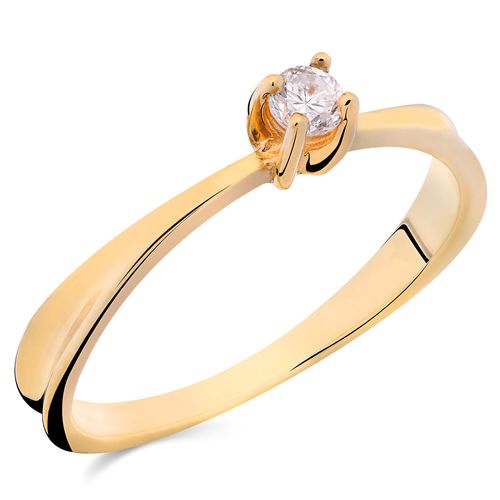190750-Anel Solitário em Ouro Amarelo 18k com Diamante 190750