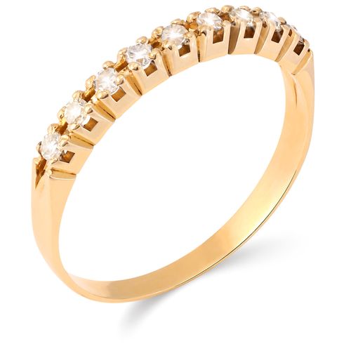 197942-Meia Aliança em Ouro Amarelo 18k com Diamantes 197942