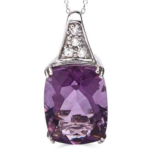 161177-Pingente em Prata 925 com Fluorita Violeta e Zircônias 161177