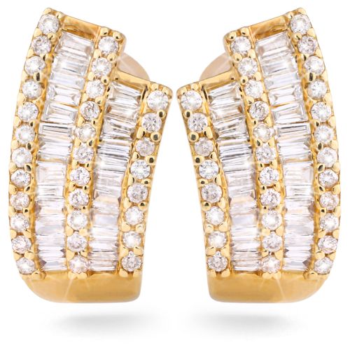 135297 - Par de Brinco em Ouro Amarelo 18 k com Diamantes 135297