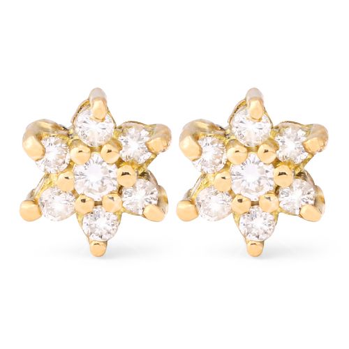 188446 - Par de Brinco em Ouro 18k Flor com Diamantes VS1 Aprox. 22 pts 188446