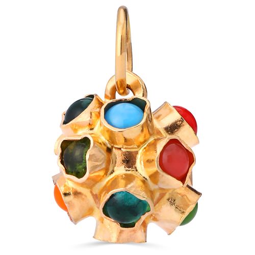 195575-Pingente em Ouro Amarelo 18k Mamona com Mix de Pedras 195575