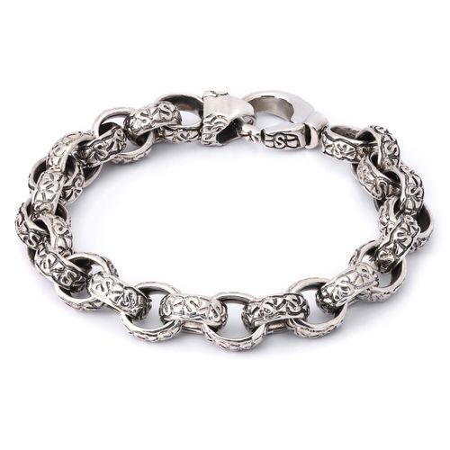 128357-Pulseira em Prata 925 Elos Trabalhados 128357