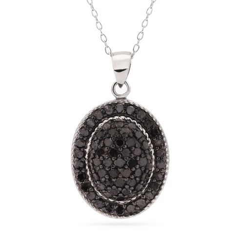 181236-Pingente em Prata 925 com Diamantes Negros 181236