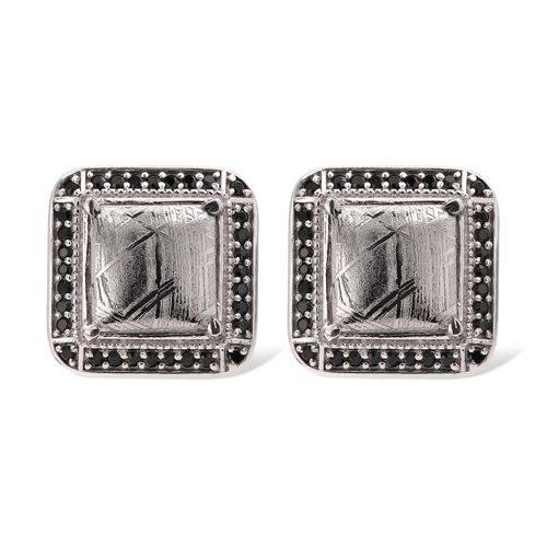174573-Par de Brinco em Prata 925 com Meteorito e Black Spinel 174573
