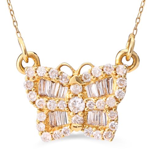100200- Pingente Em Ouro Amarelo Borboleta  com Diamantes 100200