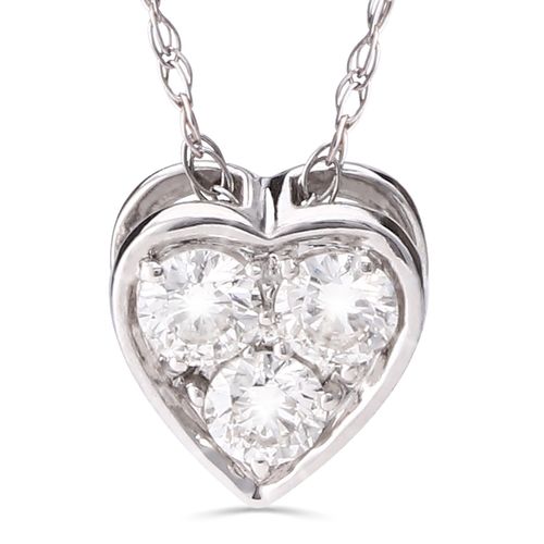 108555-Pingente  em Ouro Branco Coração com Diamantes 108555