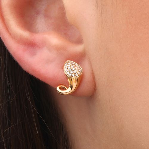 126845-Par de Brinco em Ouro Rosê 18k com Diamantes 126845