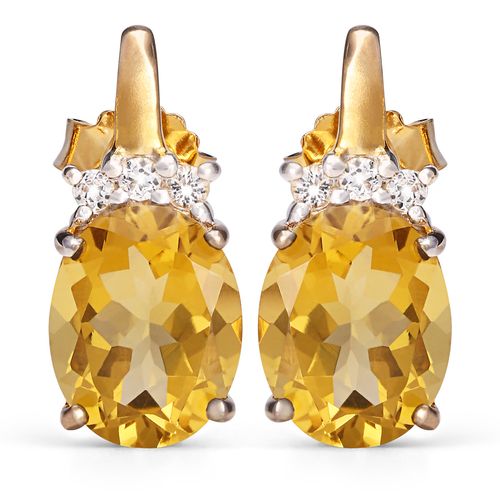 162900-Par de Brincos em Prata 925 com Quartzo Champagne e Topázios Brancos 162900