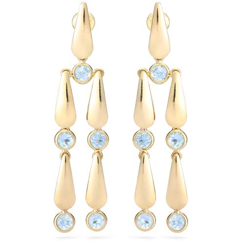 183137-Par de Brinco em Ouro Amarelo 18k com Topázios Azuis 183137