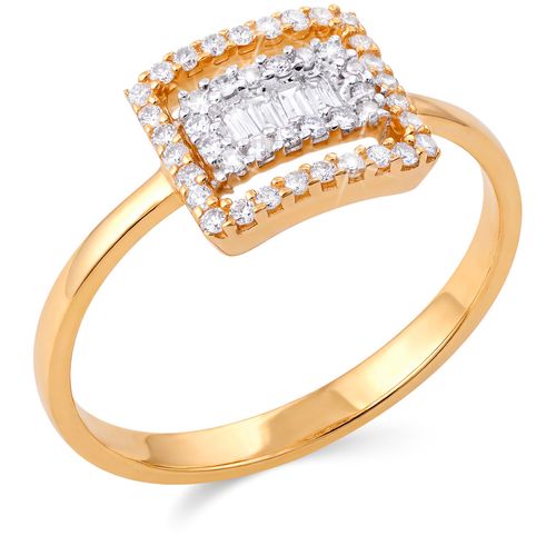 123095-Anel em Ouro Amarelo Quadrado com Diamantes 123095