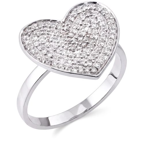 125579 - Anel em Ouro Branco 18k Coração com Diamantes 125579
