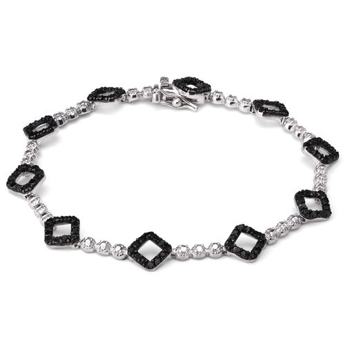 123015-Pulseira de Prata com Diamantes Negros 123015