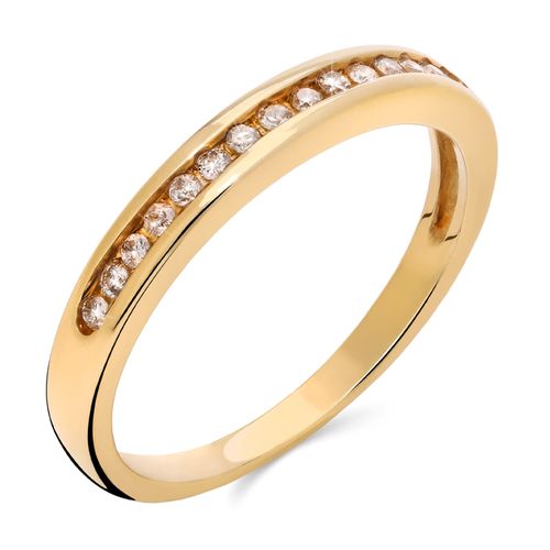 185561-Meia Aliança em Ouro Amarelo 18k com Diamantes 185561