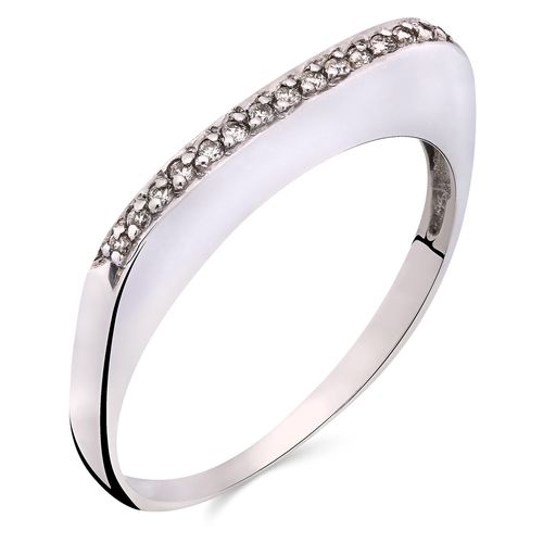 185596-Meia Aliança em Ouro Branco 18 k com Diamantes 185596