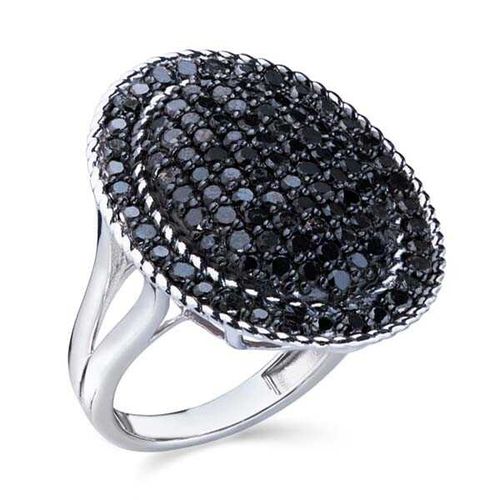 129295-Anel em Prata 925 com Diamantes Negros 129295