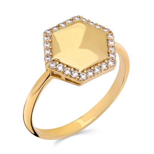 190138-Anel em Ouro Amarelo 18k com Zircônias 190138