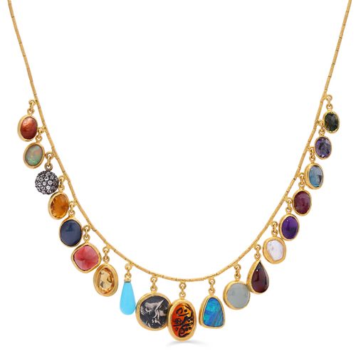 122064-Colar Em Ouro Amarelo 23,64  Ara Collection com Varias Gemas 122064
