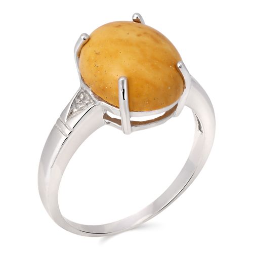 156815-Anel em Prata 925 com Mokaita e Diamantes 156815