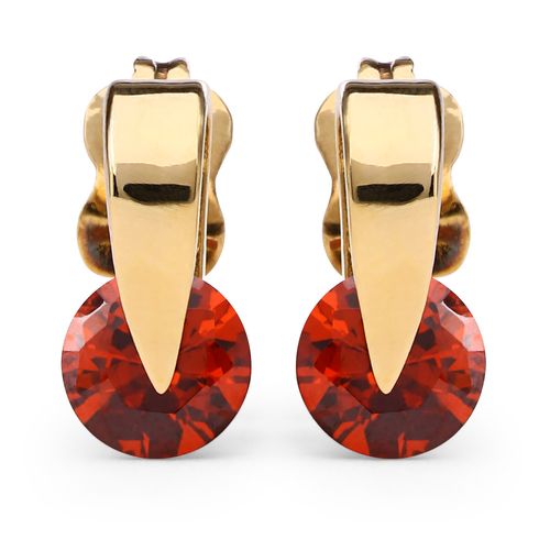 190568 - Par de Brinco em Ouro Amarelo 18k com Zirconias Laranjas 190568