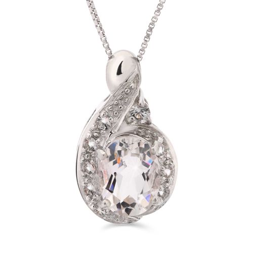 155682-Pingente em Prata 925 Petalita e Topázio Branco 155682