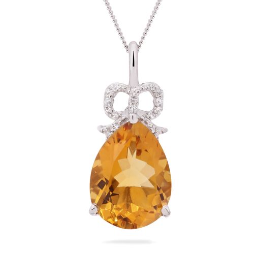 174532-Pingente em Prata 925 com Citrino Gota e Topazios Brancos 174532