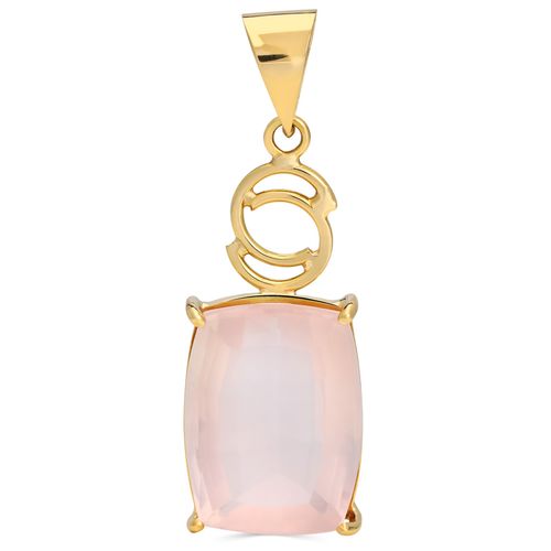 197048-Pingente em Ouro Amarelo 18k com Quartzo Rosa 197048