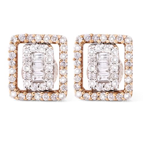 123096 - Par de Brinco em Ouro Vermelho 18 kcom Diamantes Aprox. 59 pts 123096