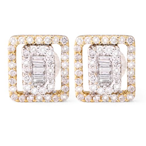 123097 - Par de Brinco em Ouro Amarelo 18 k com Diamantes Aprox. 59 pts 123097
