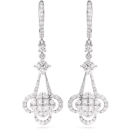 133530-Par de Brinco  em Ouro Branco Com Diamantes Vs 133530