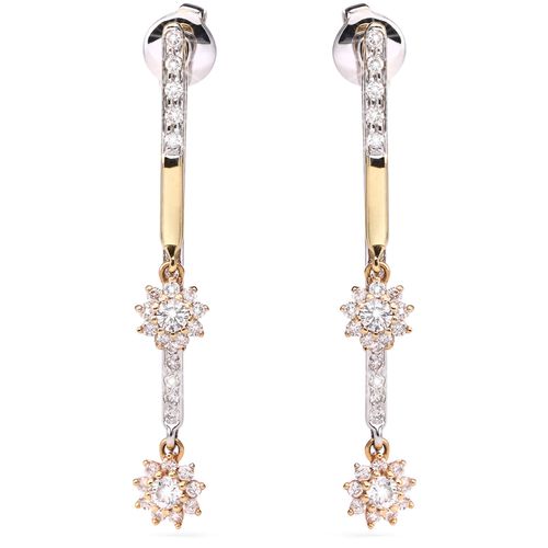 126844 - Par de Brinco em Ouro Amarelo 18k  Det. em Ouro Bco 18k com Diamantes 126844