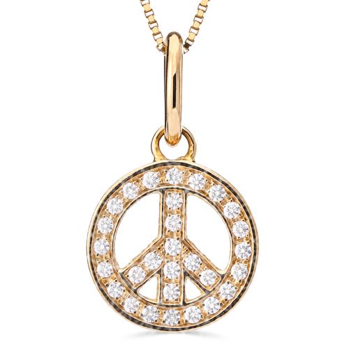 138468-Pingente  em Ouro Amarelo  com Diamantes Simbolo da paz 138468
